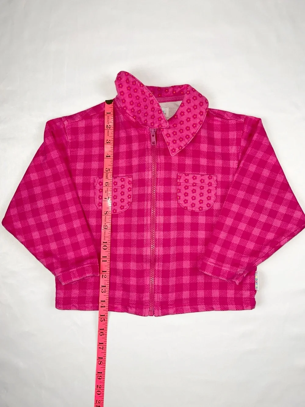 Gymboree (MED) 1990s Pink Plaid Gingham Zip-Up Rainbow Tag Vintage Jacket